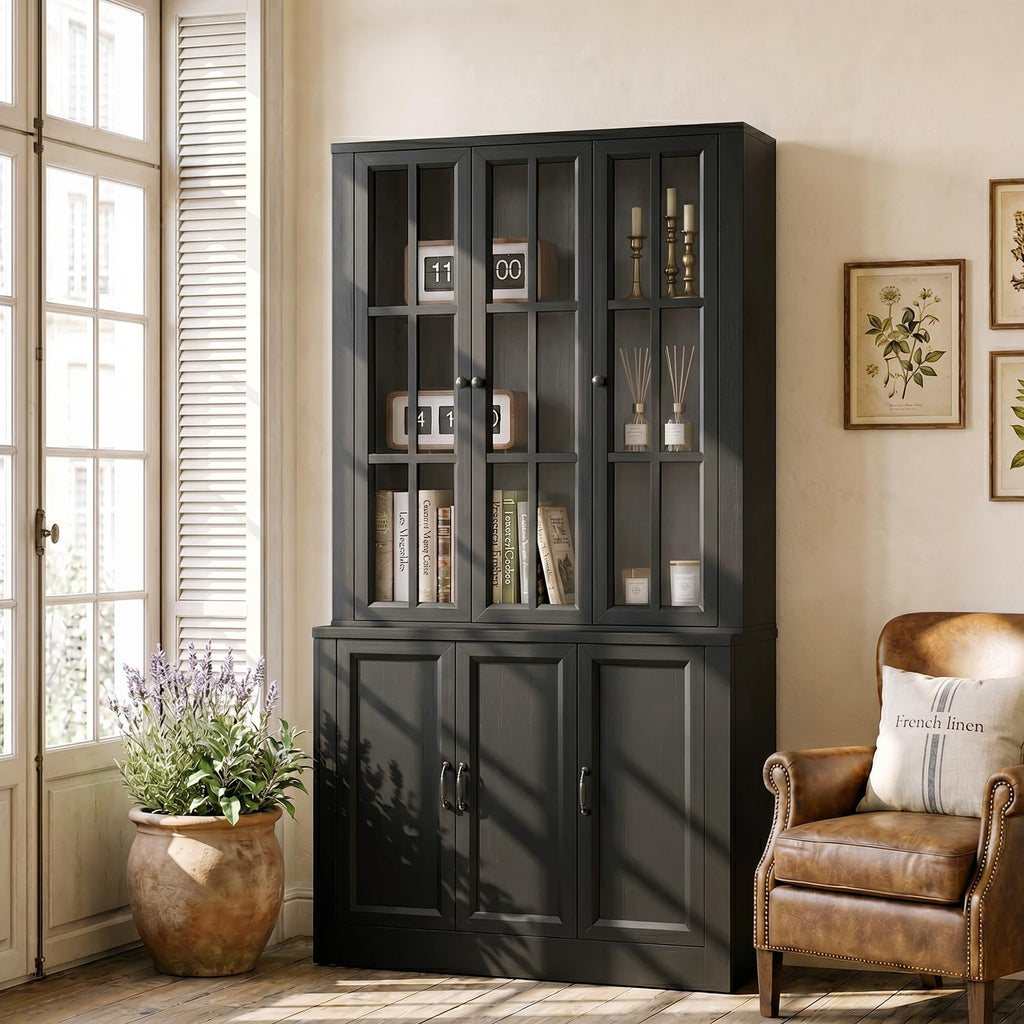 39" Modular Buffet Sideboard Cabinet, Expandable Storage Cabinet System, 3-Door Coffee Bar Cabinet with Adjustable