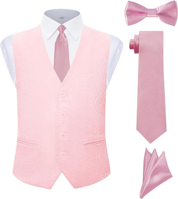 Boys Vest 4 Piece Paisley Boy Suit Vests Set for Kids Jacquard Waistcoat