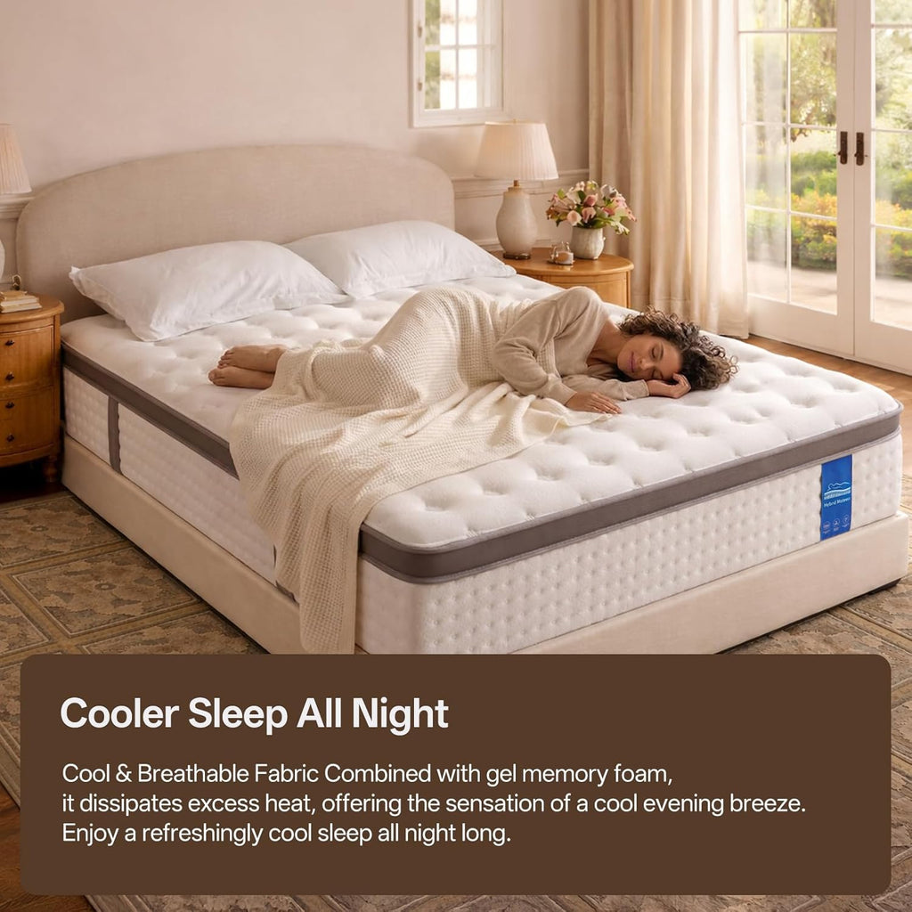 12 Inch King Size Mattress Hybrid King Mattress in a Box, Memory Foam Mattress with Pocket Springs, Medium Firm