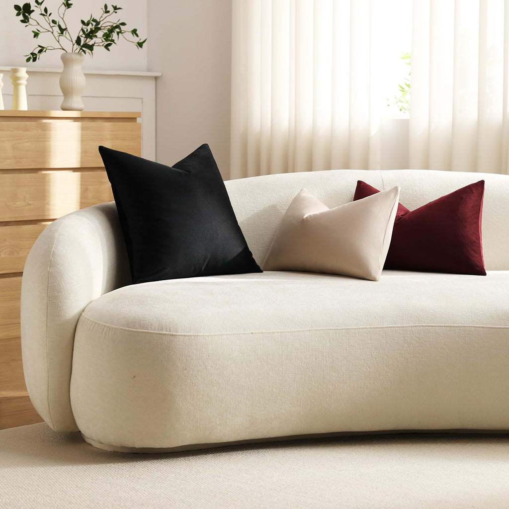 Throw Pillow Covers 20x20 Black: Pack of 2 Cozy Soft Velvet Square Modern Luxury Decorative Throw Pillow Cases for