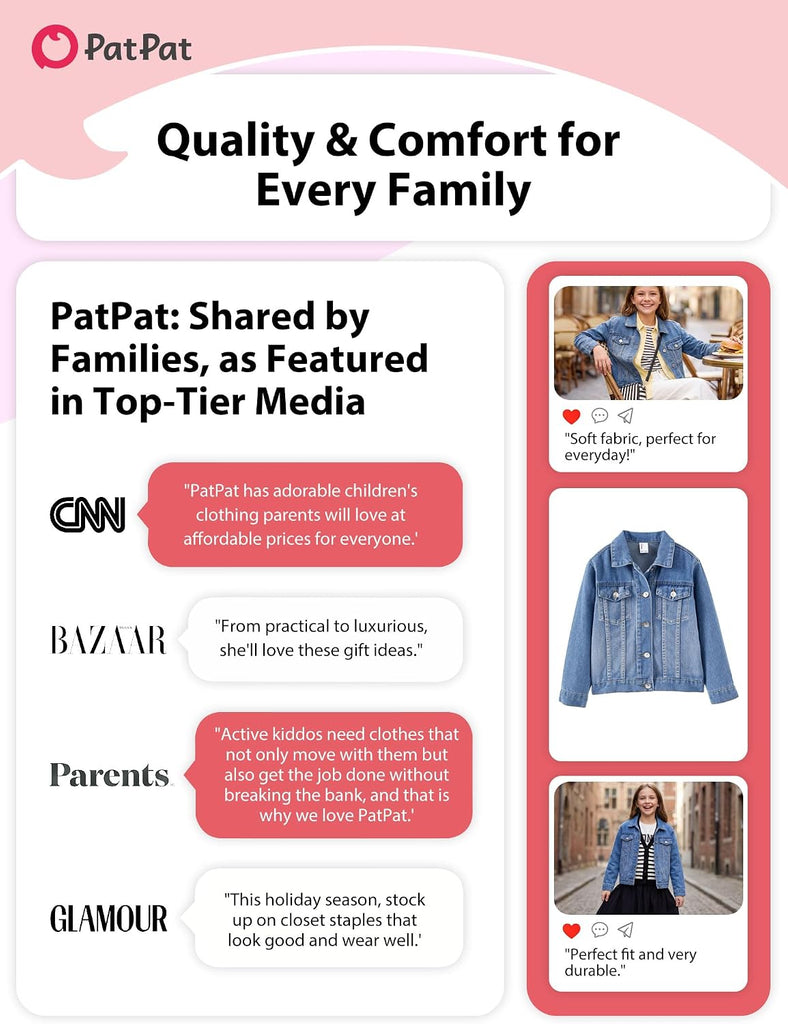 Girls Jean Jacket Long Sleeve Front Button Collared Denim Outerwear