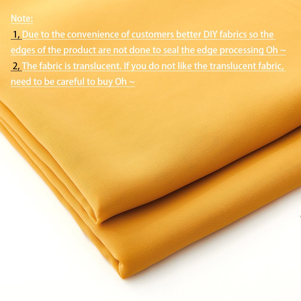 Mustard Yellow Chiffon Fabric by The Yard, 60" Wide, 5 Yards
