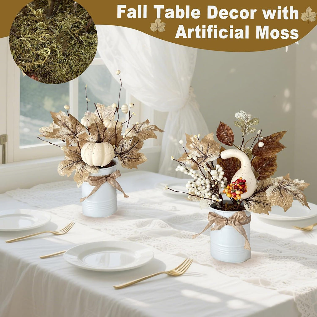 Fall Centerpieces For Tables White Maple Pumpkin Berries Decor 12" - Set of 2