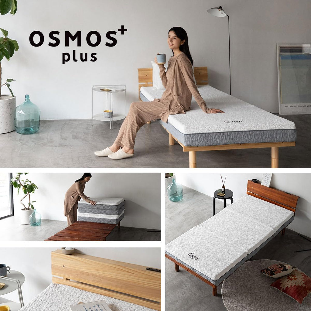 Wood Slatted Floor Bed Frame for Japanese Futon Mattress (Earth-Natural), Head Board Height