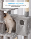 Cat Tree, 53 inch Cat Tower for Indoor Cats, Cat House with Padded Platform Bed, Toy Balls, Large Cozy Condo