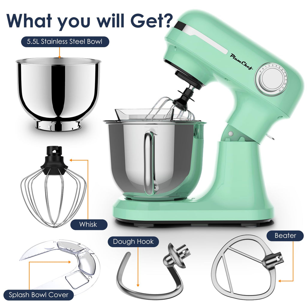 5.5QT Stand Electric Mixer, 12-Speed Kitchen Mixer with Tilt-Head, Stainless Steel Bowl Dough Mixer, Egg Whisk, Dough