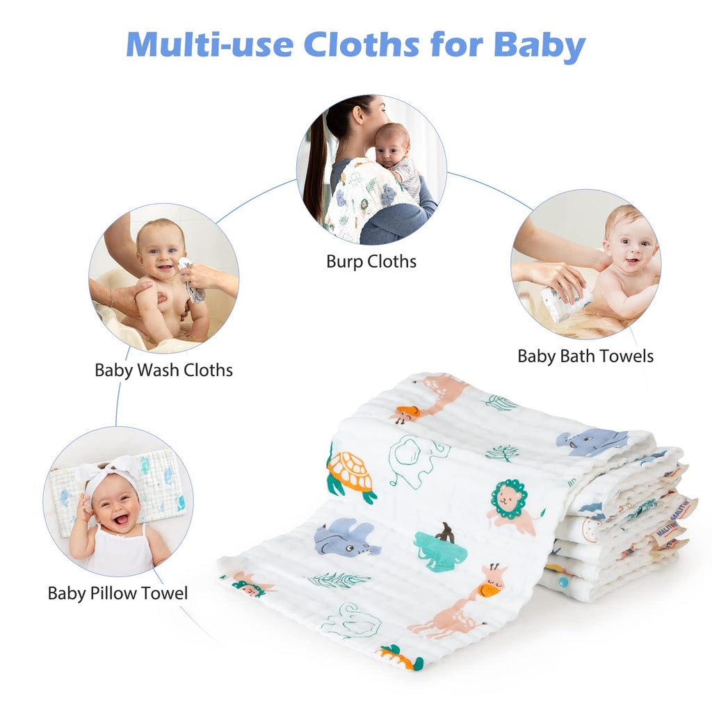 Muslin Baby Burp Cloths 6 Pack Large 20''x10'' 100% Cotton Burp Rags Absorbent and Soft 6 Layers Muslin Cloth Baby