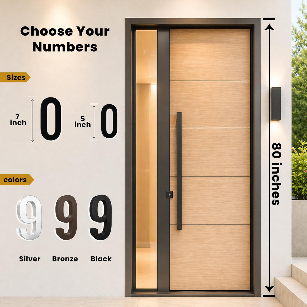 5" Backlit LED House Number, 5000K White Light, ABS Polymer (5, Silver)