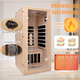 Infrared Home Sauna Room 1 Person Hemlock Wooden Indoor Dry Sauna，Low EMF 1200W/110V Heaters Panels,LCD Control