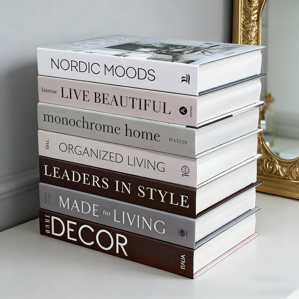 Decorative Books Decor - 7 Pcs Fake Books for Decoration, Faux Stack for Bookshelf, Coffee Table, Designer Decor Set