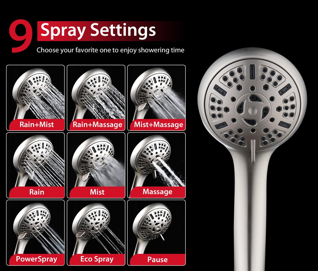 Shower Head with Handheld Spray - Dual High Pressure Showerhead