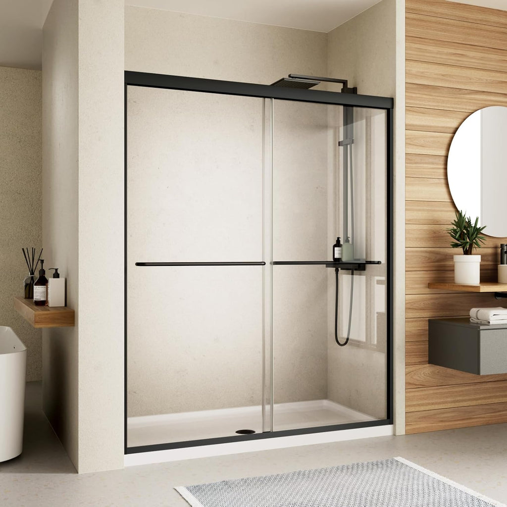 Shower Door, Royal Guard 44-48" W x 70" H Semi-Frameless Double Sliding Glass Shower Door with 1/4'' (6mm) Clear SGCC