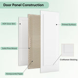 30"x80" 1-Panel Shaker Style White Primed Hollow Core Interior Molded Door Slab, NOT Pre-drilled and NOT Included