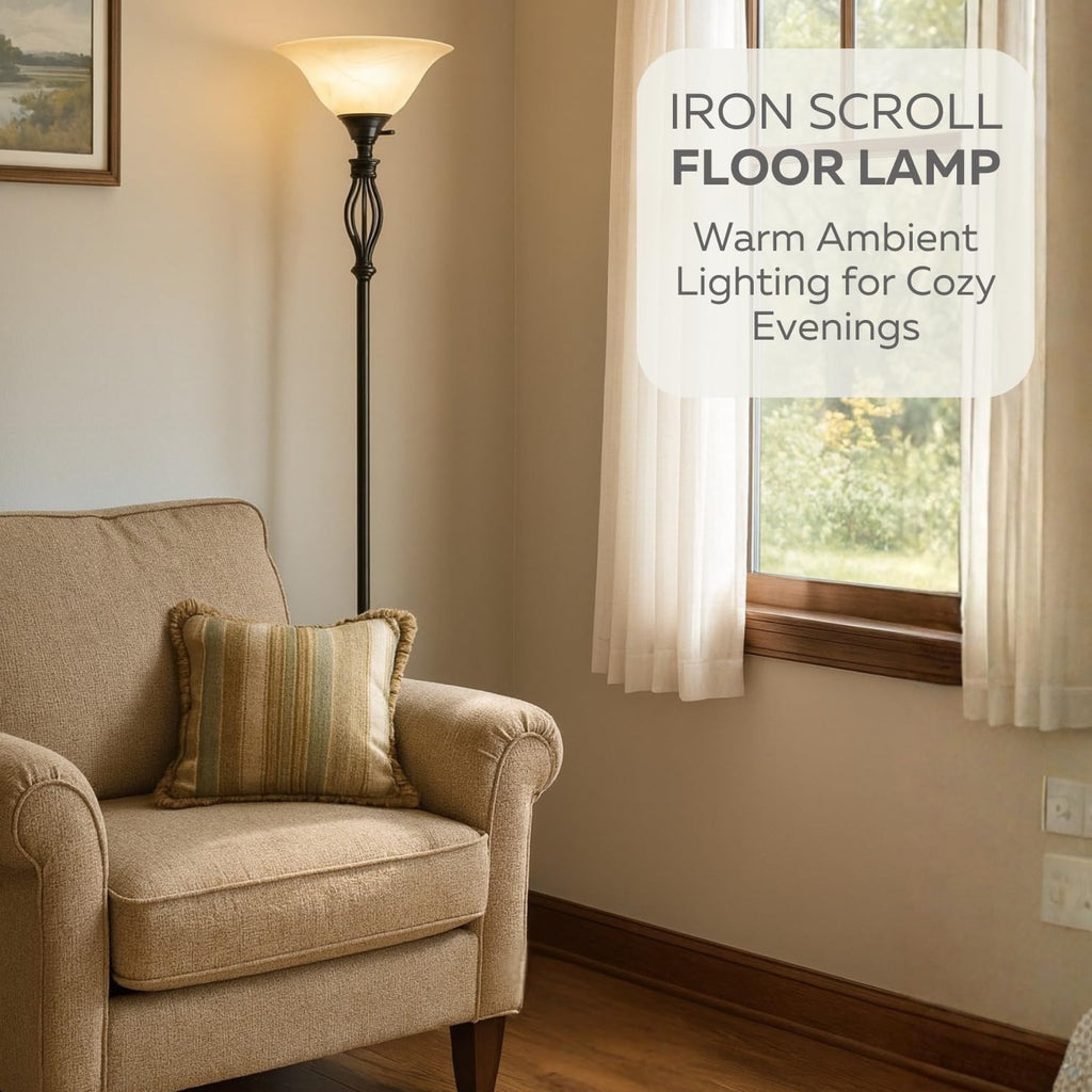 Torchiere Floor Lamp, 72" Bronze Standing Lamp