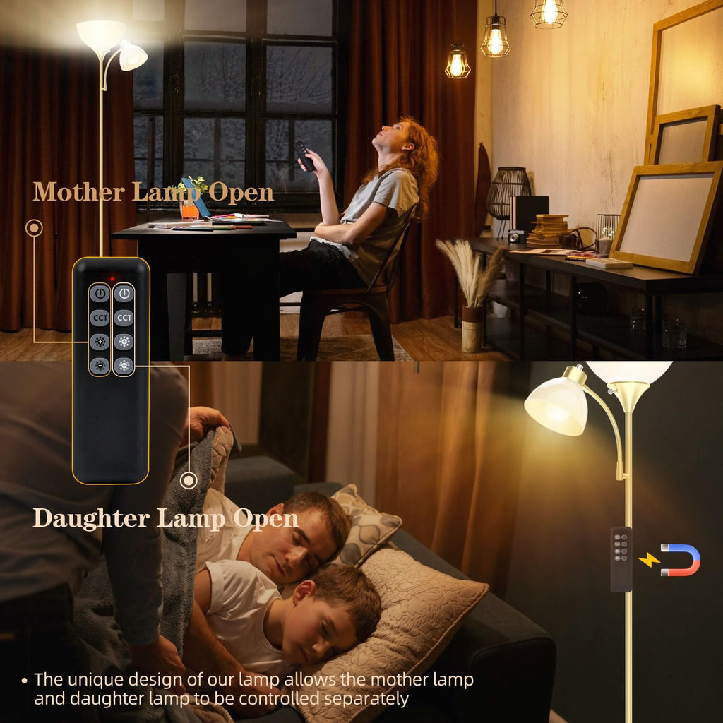 Torchiere Floor Lamp with Remote Control and Adjustable Reading Light