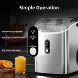 Nugget Ice Maker Countertop with Soft Chewable Ice, Portable Sonic Ice Maker with Basket and Scoop, Removable Top