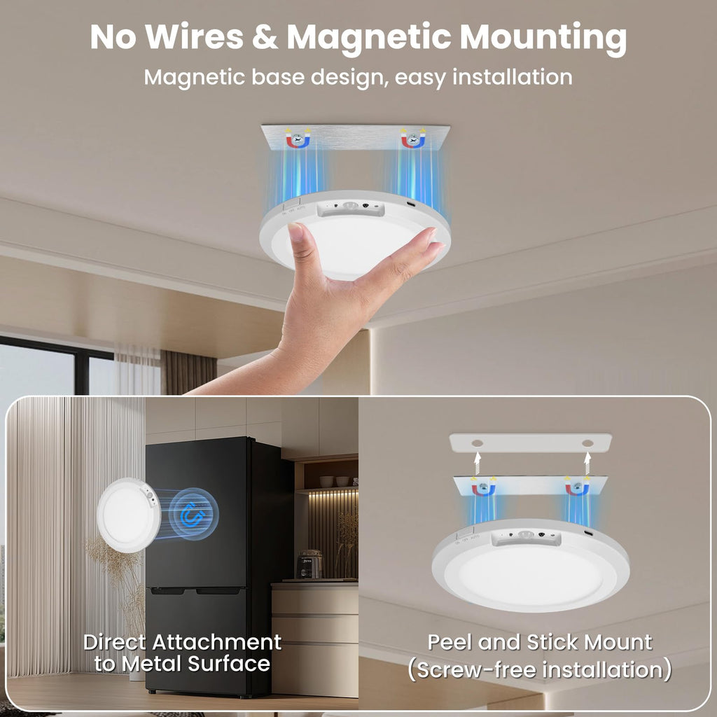 Rechargeable Motion Sensor Ceiling Light, 10000mAh Battery Shower Light