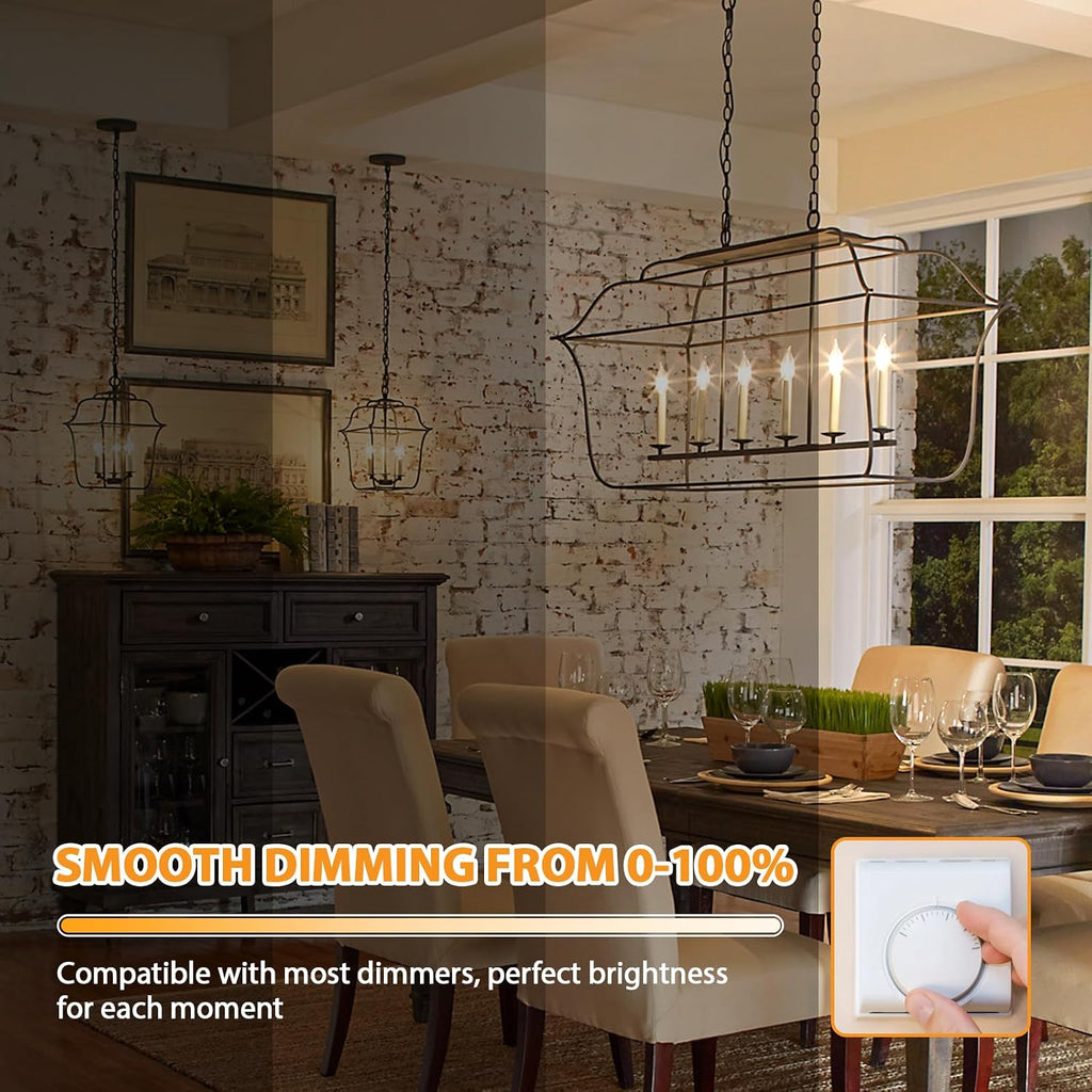 E12 Candelabra LED Light Bulbs, 4W 460 LM Flame Tip Candle Bulbs