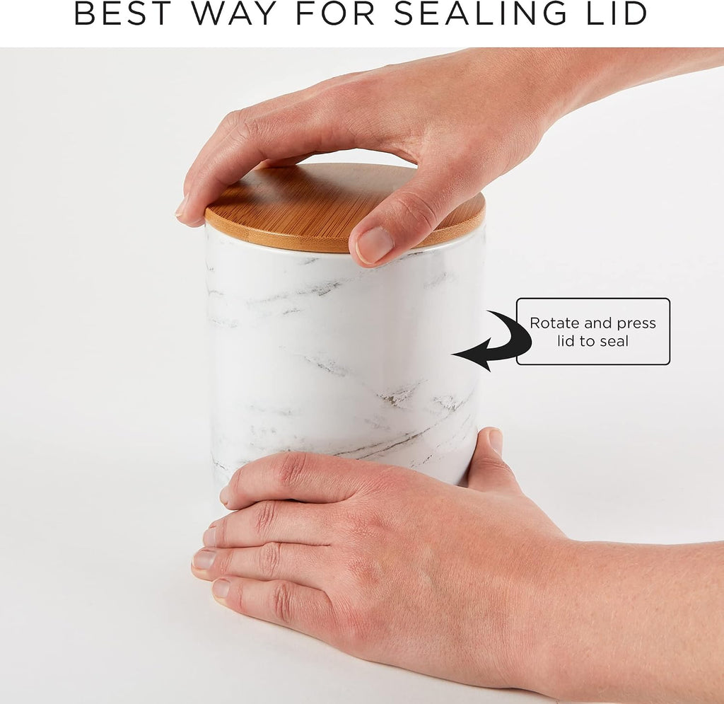 Kitchen Accessories Collection, Textured Matte Ceramic Canister Set, Antique White, Vine - Set of 3