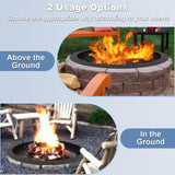 36 Inch Round Fire Pit Ring Insert - Heavy Duty Metal Steel DIY Liner