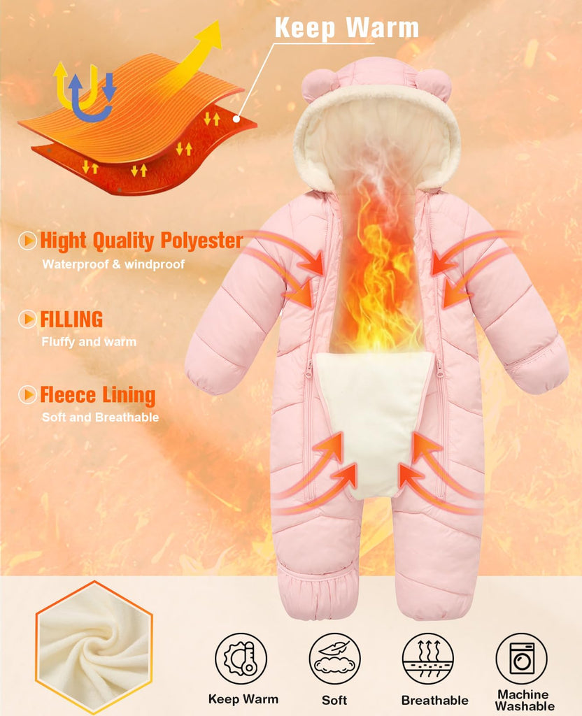Baby Girls Snowsuit Casual Foldover Hand and Foot