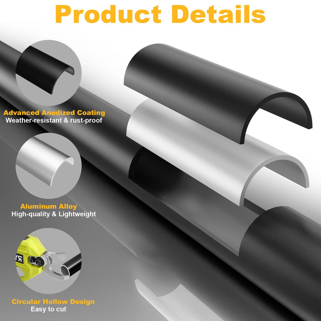 100 Pack 32" Aluminum Deck Balusters, 3/4" Diameter Black Metal Deck Spindles with Connectors and Screws, Hollow