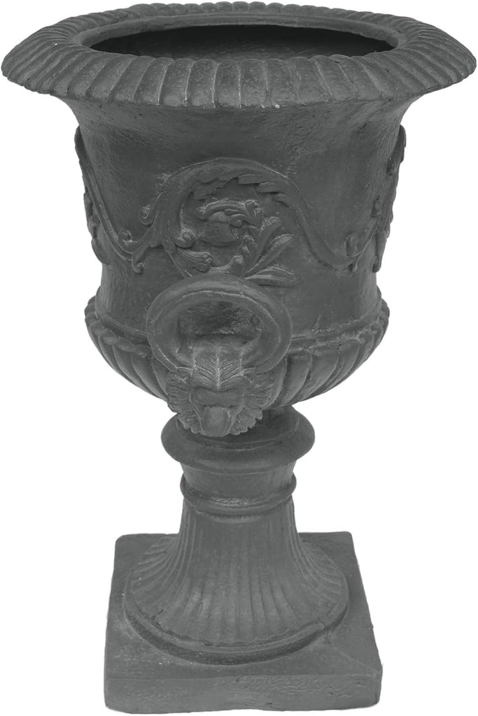 28-inch MGO Roman Garden Urn Planter, Lightweight Concrete Indoor Outdoor Flower Pot with Drainage Hole & Stopper