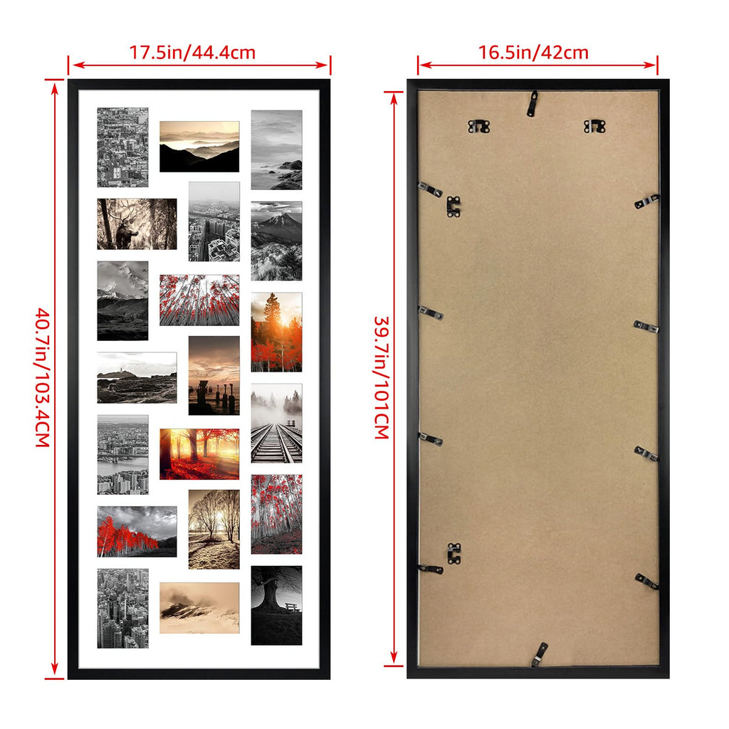 Collage Picture Frame 4x6, 20 Opening Black Large Photo Frame for Multiple 4 by 6 inch Pictures for Wall
