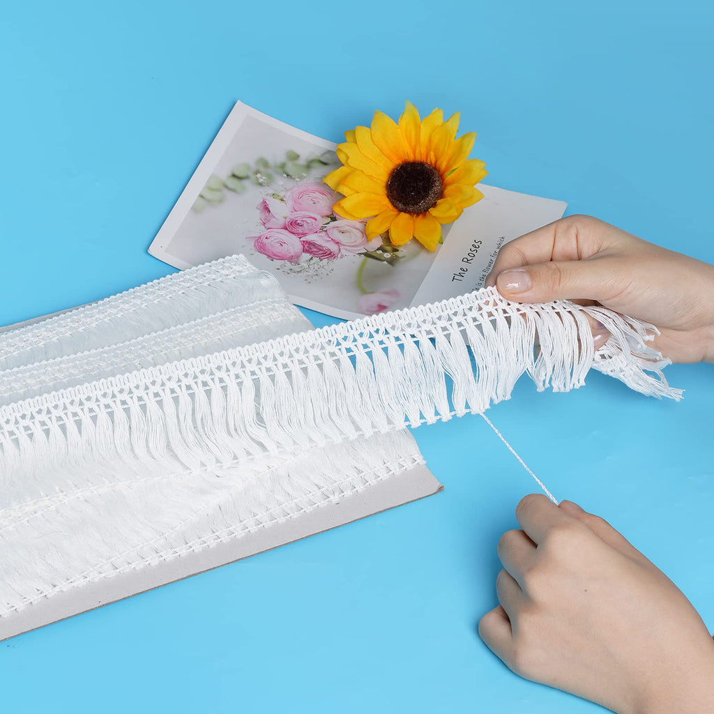 Cotton Tassel Fringe Trim, 10 Yards X 6cm Wide Sewing Trim, White
