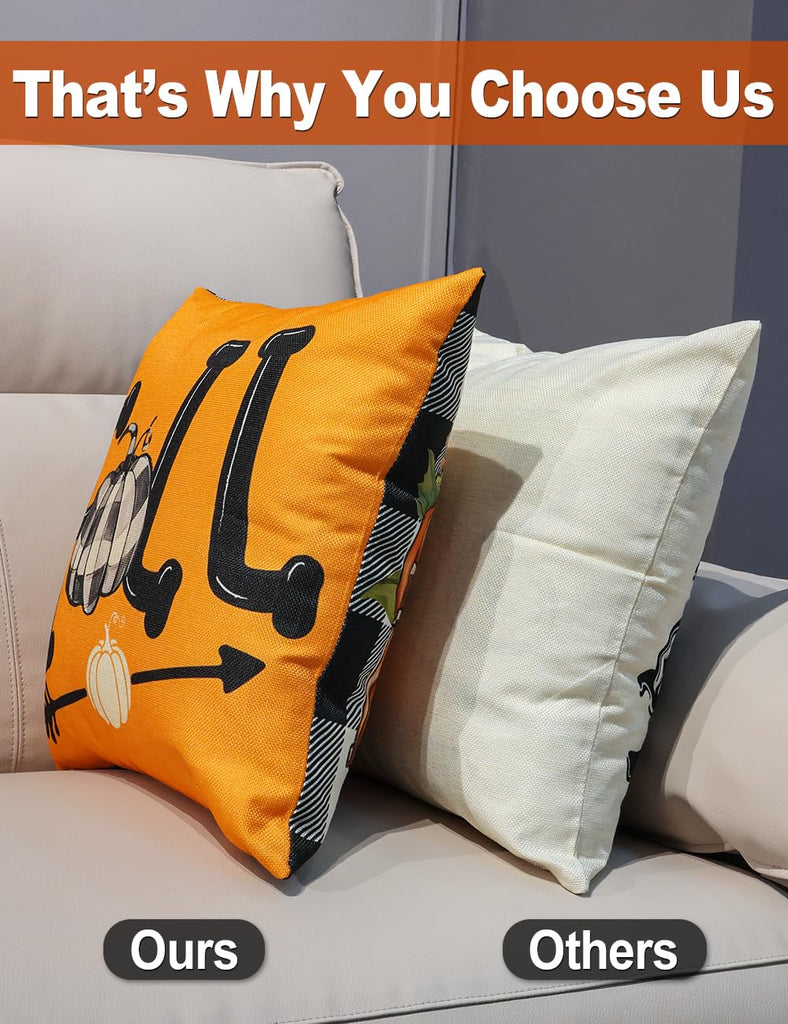 Fall Pillow Covers 18x18 4Pcs Double-Sided Print Decor