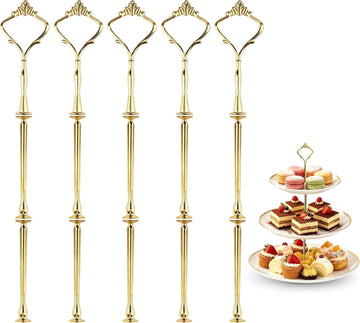 Tier Tiered Tray Hardware Kits Fruit Cake Plate Handle Fitting Hardware Rod Dessert Stand Holder Golden Crown 5 - Set of 5