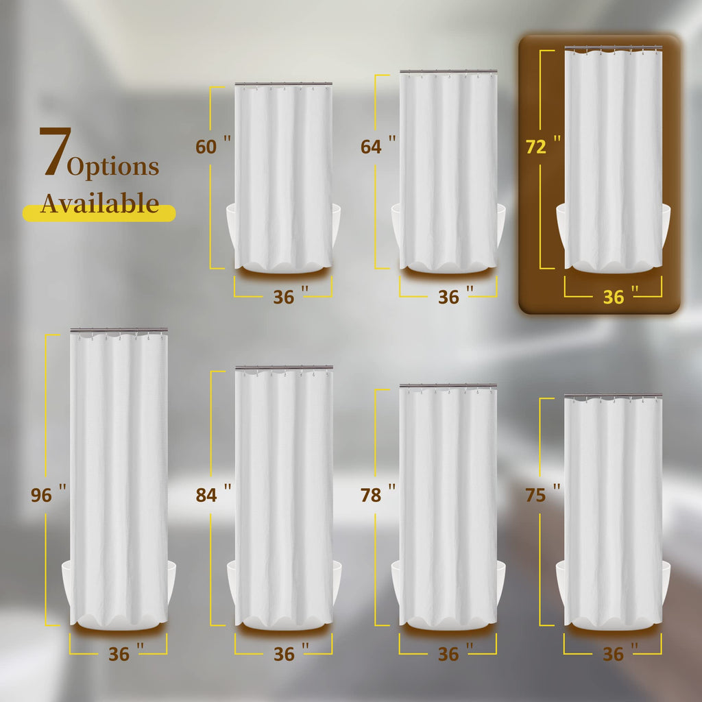 Narrow Stall Shower Curtain Waffle Weave 36x72, White