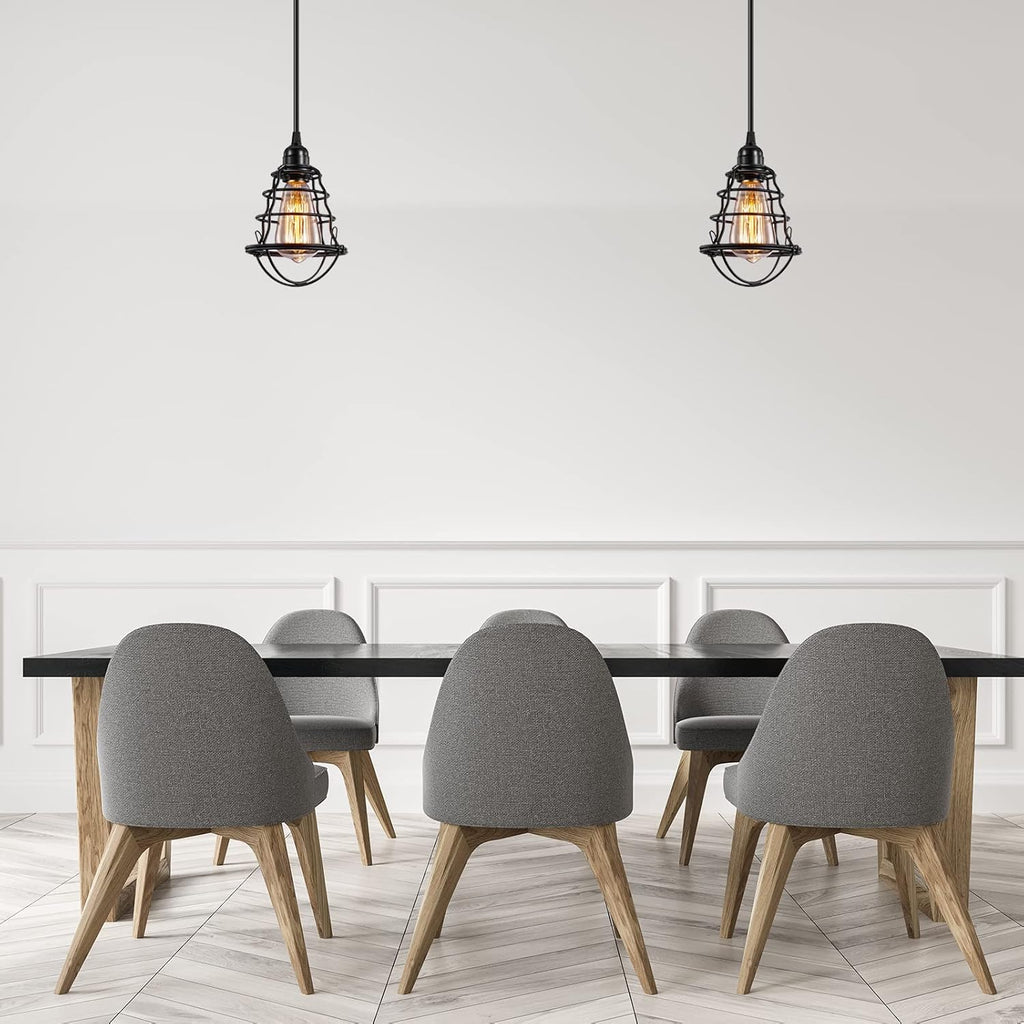 Industrial Pendant Light INNOCCY Edison Hanging Cage Pendant Lights E26 E27 Base Vintage Adjustable Pendant Lamp