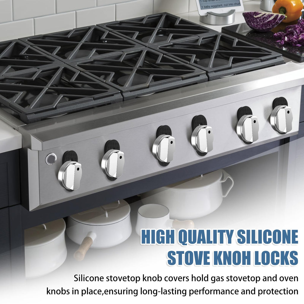 Silicone Stove Knob Safety Locks - Child Proof Oven Knob Locks (6 Pack)]