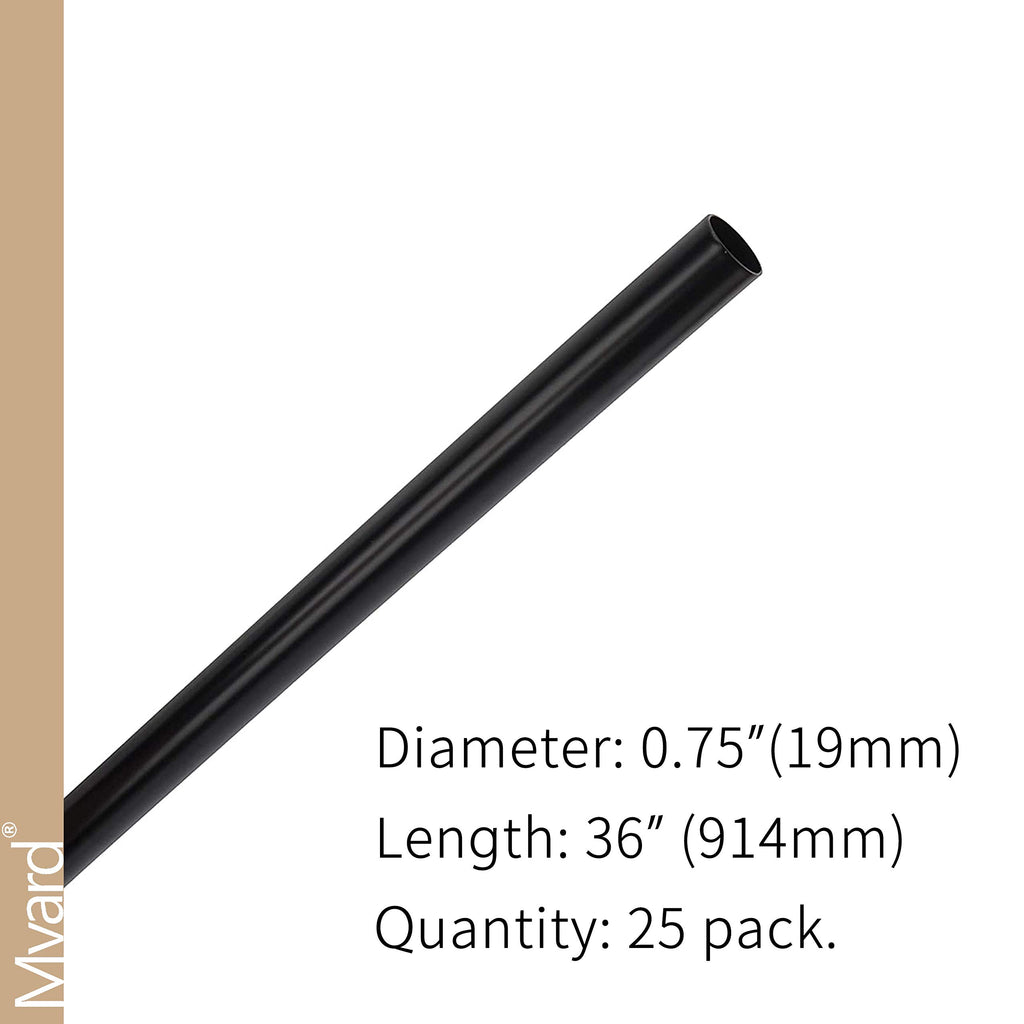 36'' Classic Hollow Round Iron Heavy-Duty Deck Balusters, Matte Black