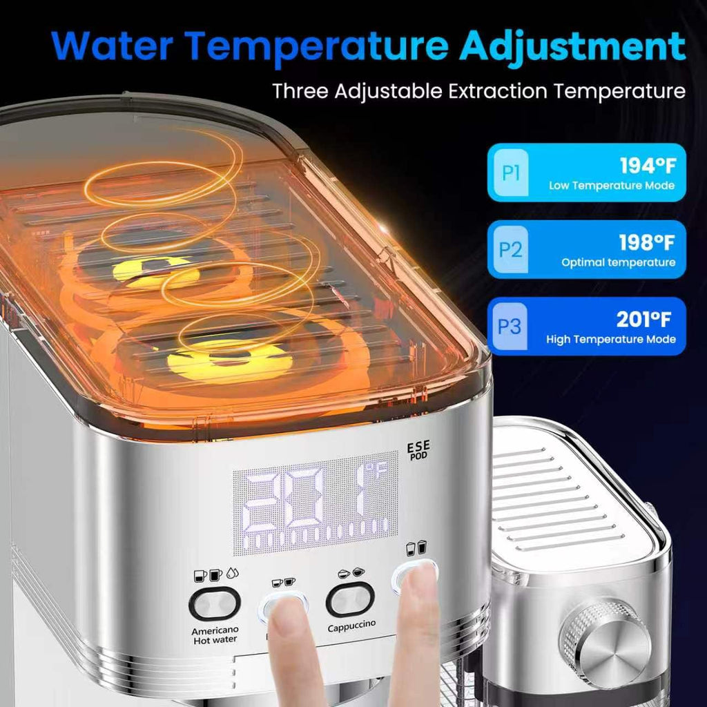 Espresso Machine with Stepless Adjustment Milk Frother