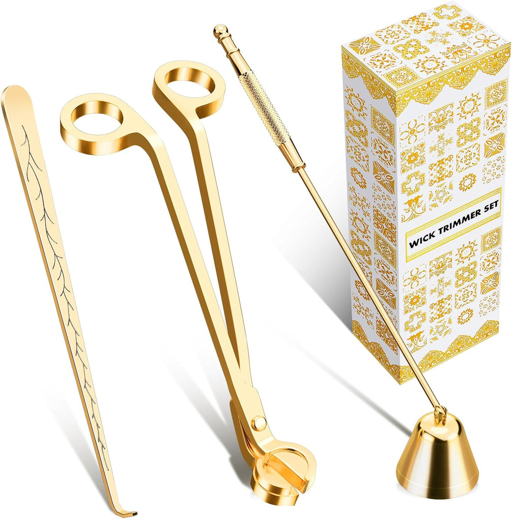 Candle Wick Trimmer, Candle Snuffer and Wick Dipper & Candle Accessory Set, 3 in 1 Candle Care Kit for Candle Lover