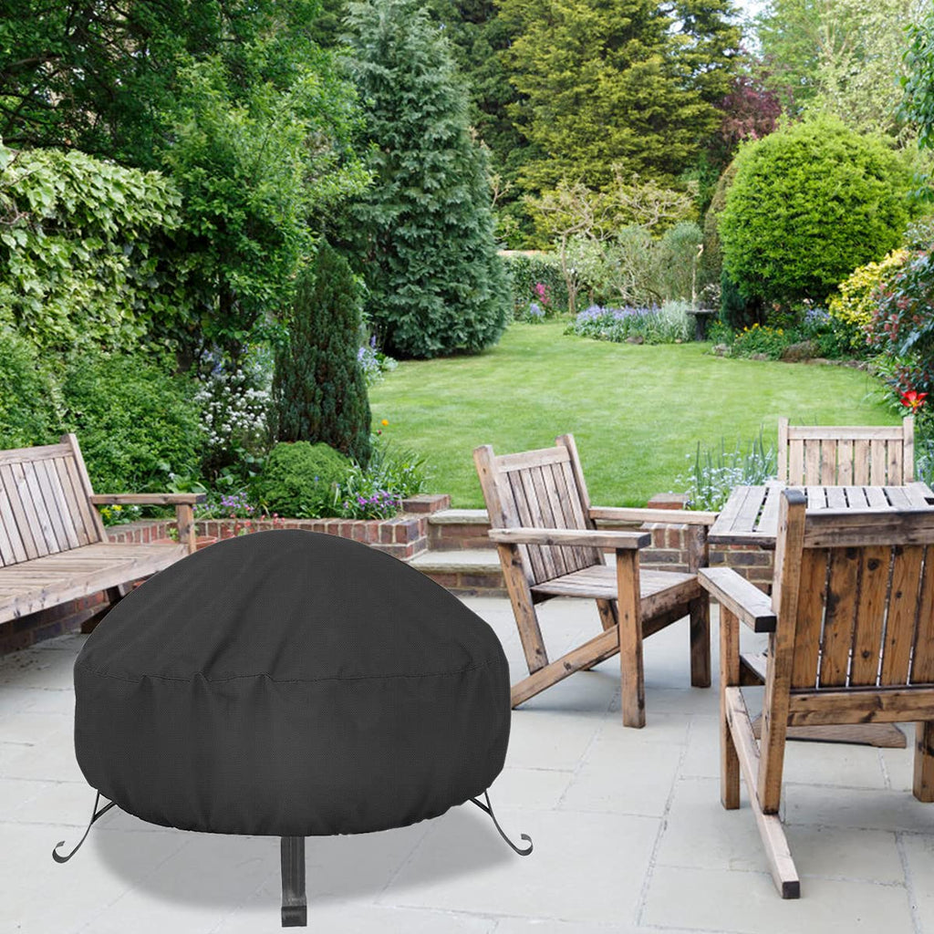 Fire Pit Cover 36 inch, Fits 33-36 inch Firepit, Round, Black