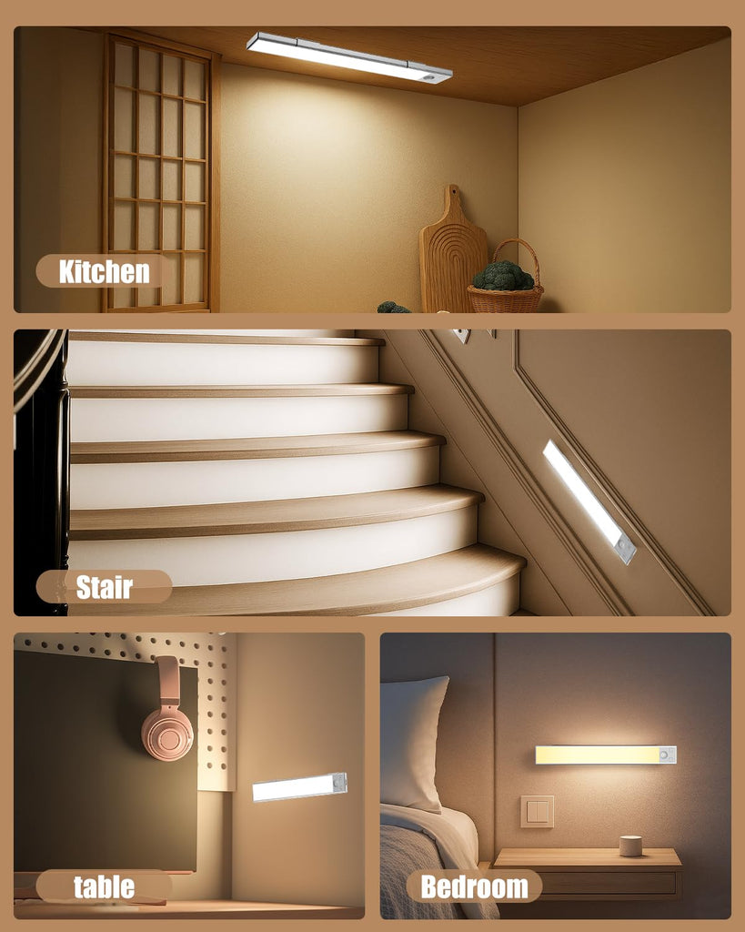Under Cabinet Lighting 12 inch Rechargeable Battery Operated Motion Sensor Light Wireless Under Counter Lights