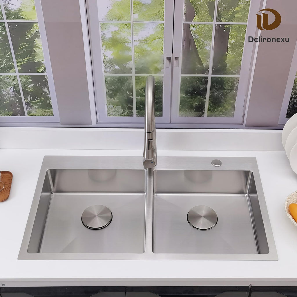 33x19 Drop Sink Double Bowl, Mobile Home Kitchen Sink