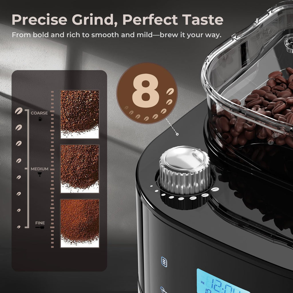 Drip Coffee Maker with Built In Grinder, 10-Cup Grind and Brew Coffee Machine Fully Automatic, Programmable with Brew
