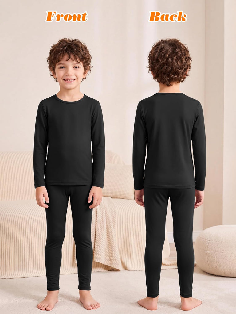 3 Set Fleece Lined Toddler Boys Thermal Underwear Set Long Johns Kids Warm Winter Base Layer Top Bottom