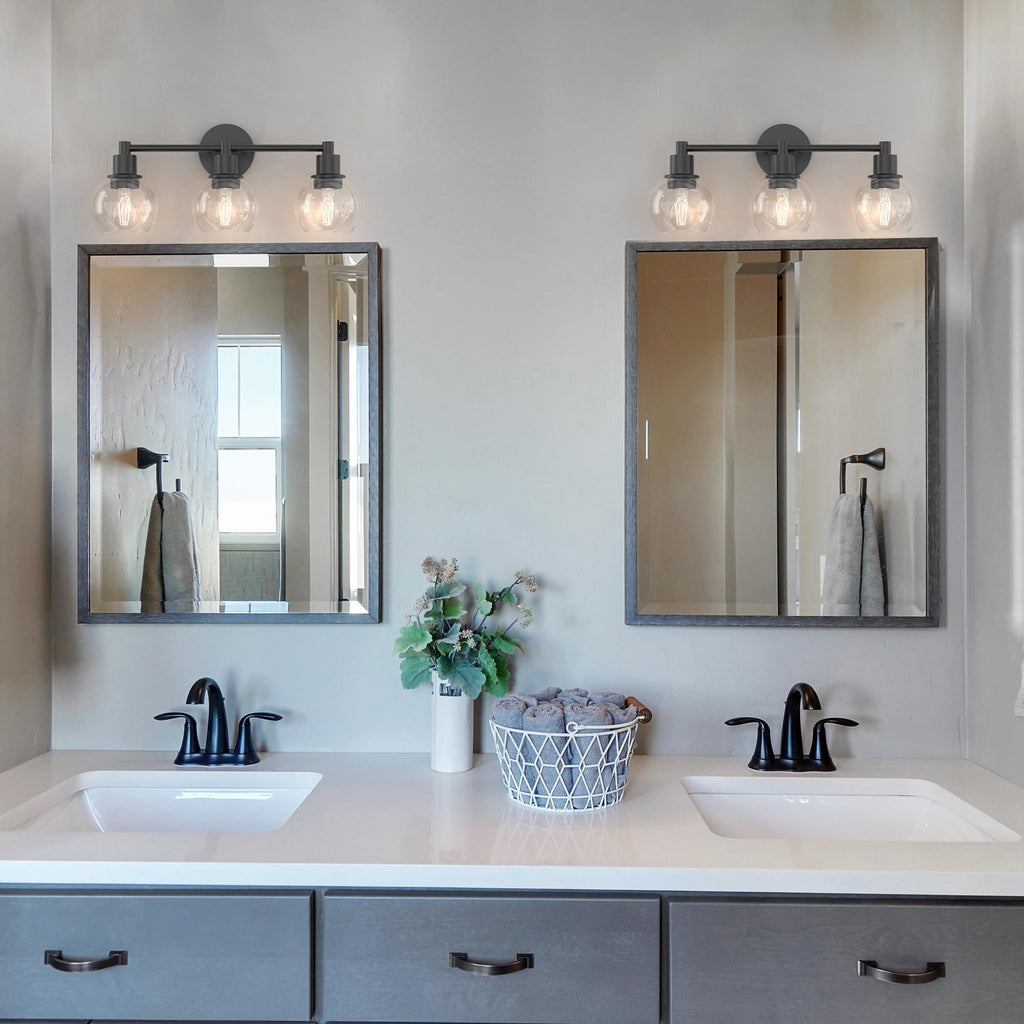 3 Lights Bathroom Vanity Light Fixtures Black, Bathroom Lights Over Mirror, Industrial and Farmhouse 3 Lights Wall