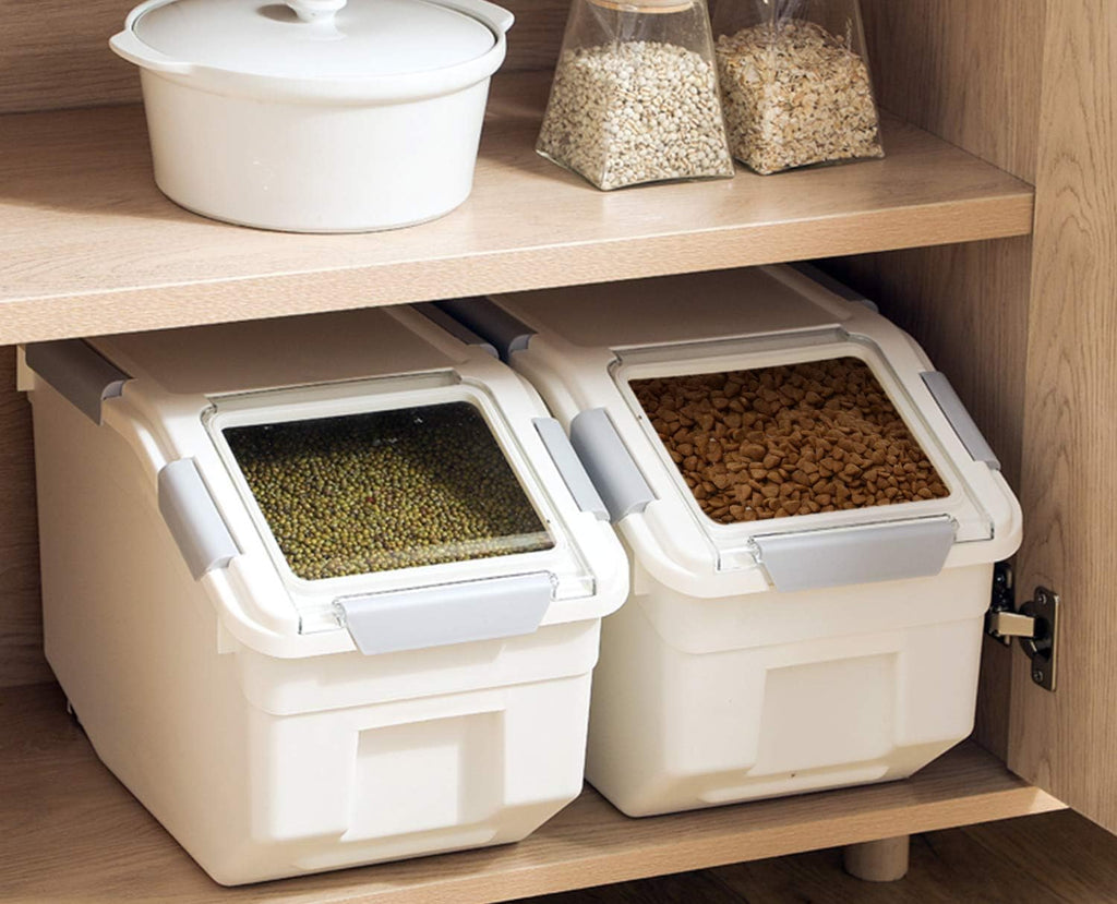 2 Pack Dog Food Storage Container with Scoop, Large Airtight Pet Dog Food Bin, Container for Dog Treats Rice, Dog Cat
