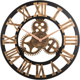 28" Industrial Steampunk Vintage Retro Home Decor Wall Clock (28 inches, Roman-Anti-Bronze) *Note: Decorative Gears DO NOT Move*