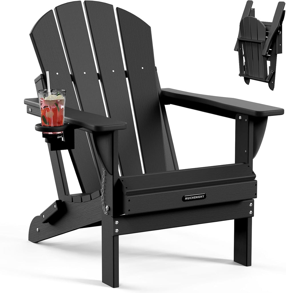 Folding Adirondack Chairs Patio Chairs Outdoor Adirondack Chair Weather Resistant Chair , Outside, Deck, Backyard
