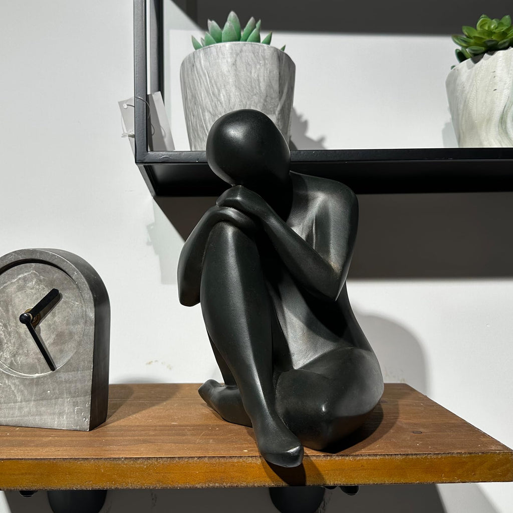 Thinker Statue Abstract Sculpture Decorative Objects Black 8 in