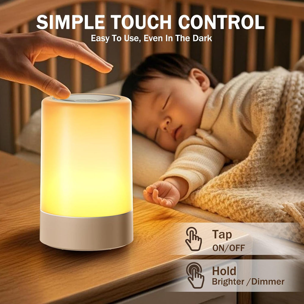2 Pack Baby Night Light, Rechargeable Touch Night Light, Portable Bedside Lamp, Dimmable Nursing Light