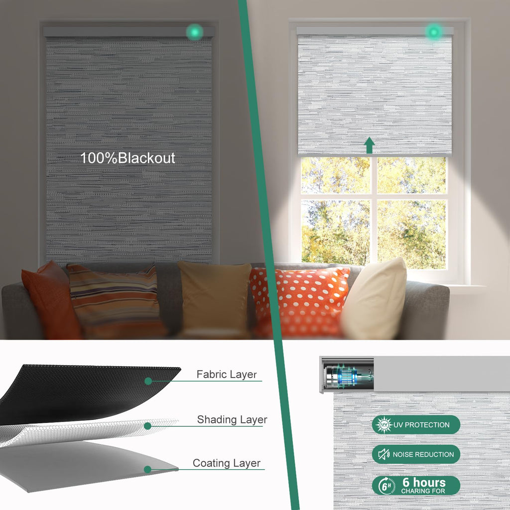 Motorized Blinds with Remote [100% Blackout & Silent Motor] Smart Blinds Compatible with Alexa Google HomeKit