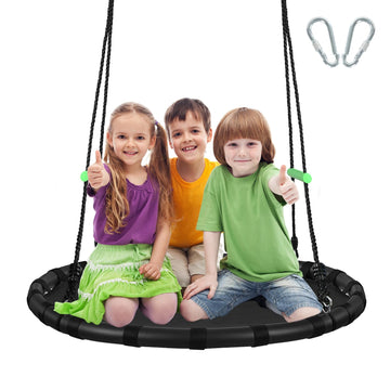 40 Inch Diameter Round Black Saucer Swing/Tree Swing Armrest Stick